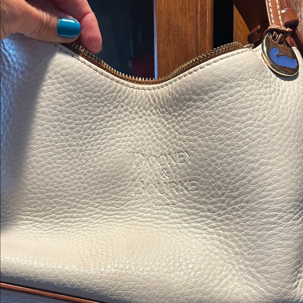 Dooney and Bourke Vintage - Blue duck white and tan leather!
